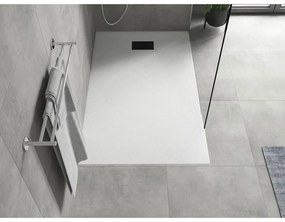 Mexen Hugo, obdĺžniková sprchová vanička SMC 150 x 80 cm, biela, čierna krytka, 42108015-B