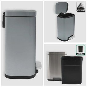 Nášľapný oceľový odpadkový kôš v matne striebornej farbe 5 l Akira – Spirella