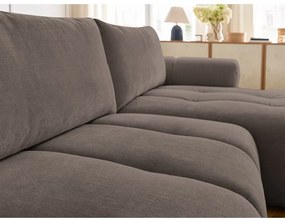 Taupe rozkladacia/s úložným priestorom rohová pohovka (pravý roh/s leňoškou) Fuji – Bobochic Paris