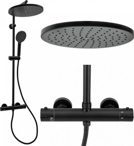 Erga Dubaj, sprchový set s termostatickou batériou a hlavovou sprchou 30 cm, čierna matná, ERG-YKA-BP.DUBAJ-THERM-30-BLK