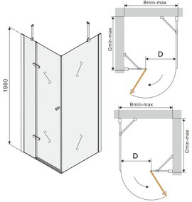 Mexen Roma, sprchovací kút 115 (dvere) x 60 (stena) cm, 6mm číre sklo, chrómový profil, 854-115-060-01-00