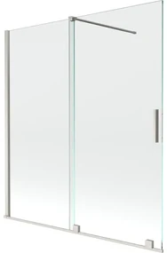 Mexen Velar, 2-krídlová posuvná vaňová zástena 150 x 150 cm, 8mm číre sklo, brúsená oceľ, 896-150-000-01-97