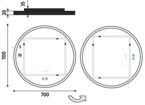 NIMCO ZPC 28001RVX-90 - LED Kúpeľňové zrkadlo 3000-6500K pr. 70 cm IP44