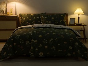 XPOSE® Bavlnené Renforcé obliečky LESNÁ BOTANIKA DUO - biele/tmavo zelené