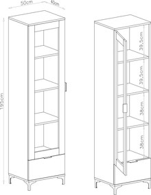 Vitrína LANA 07 béžový - 1-DVEROVÁ SKRINKA SO ZÁSUVKOU