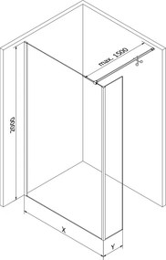 Mexen Kioto, sprchový kút typ Walk-in 90 x 30 cm, 8mm číre sklo, profil ružové zlato, 800-090-212-60-00-030