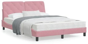 Rám postele s čelom ružový 140x200 cm zamat 3207928