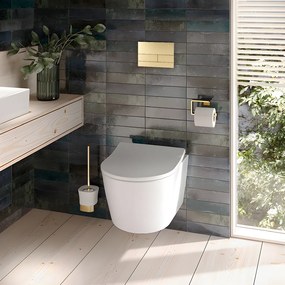 Rea Rea, podomietkový WC systém K011A-Q + zlaté matné splachovacie tlačidlo typ T, KPL-E0055