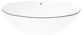 Bowl Salad white w.heart in Black 15.5X27x3cm