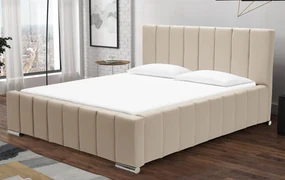 Čalúnená posteľ Sweet s matracom, roštom a úložným priestorom - Béžová - šírka 140cm