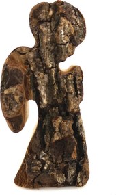 AMADEA Drevený anjel s kôrou, masívne drevo, 8x4x2 cm
