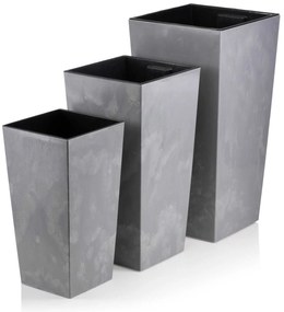 PLASTOVÝ KVETINÁČ PORTO 46X25X25 CM IMITÁCIA BETÓNU SIVÁ