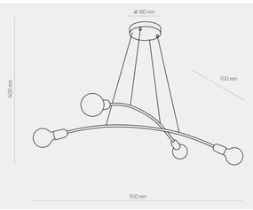 Luster na lanku HELIX 4xE27/60W/230V gold