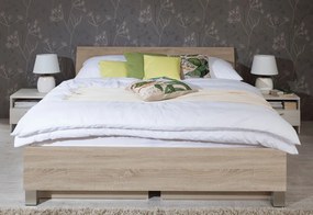 Posteľ Ela 180x200 cm,dub Sonoma, s roštami  a perinákmi