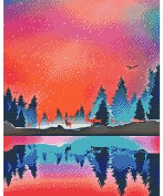 Gario Diamantové maľovanie Zimná krajina 2 Rozmery: 40 x 50 cm, Rámovanie: Iba zrolované plátno, Diamanty: Okrúhle