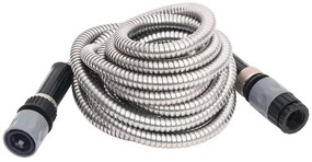 Záhradná hadica s tryskou, strieborná 0,6" 30 m, oceľ