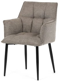 Židle jídelní, hnědá vodoodpudivá látka, černý matný lak, kovové nohy