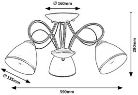 Brilagi - prisadený luster FRED 3xE27/60W/230V, priemer 59 cm, zlatý