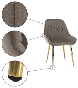 Jedálenská stolička Perlia - sivohnedá (taupe) / zlatá