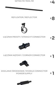 Zuma Line 3590 - Bodové svietidlo do lištového systému MASTER 8xGU10/15W/230V čierne