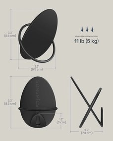 Sada 4 ks háčků na oblečení Ripple černá