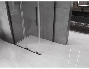 Mexen Velar L, sprchový kút s posuvnými dverami 120 x 85 cm, 8mm číre sklo, čierna matná, 871-120-085-03-70