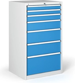 Dielenská zásuvková skriňa na náradie G345, 7 zásuviek, 881 x 653 x 1200 mm, modrá