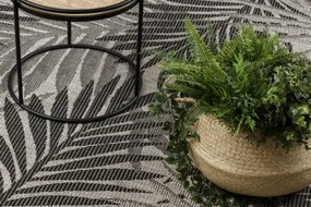 Koberec šnúrkový SIZAL FLOORLUX 20504 LÍSTIE strieborný / čierny DŽUNGĽA