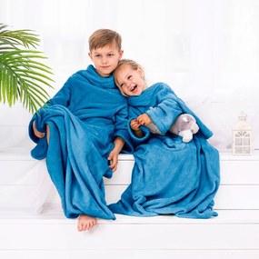Detská deka s rukávmi DecoKing Lazy tmavomodrá