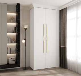 Šatníková skriňa 100 cm Carmela 40-2 (biela + zlatá). Akcia -20%. Vlastná spoľahlivá doprava až k Vám domov. 1126546