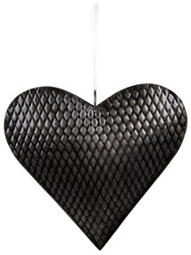 Šedo-čierne antik závesné kovové srdce - 25*4*25 cm