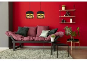 Luster na lanku MILO 2xE27/60W/230V zlatá/čierna
