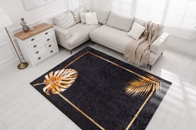 MIRO 51518.805 umývací koberec Listy, rám protišmykový - čierna / zlato Veľkosť: 120x170 cm