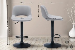 2x Barová stolička Camden - koženka, čierny rám - Sivá