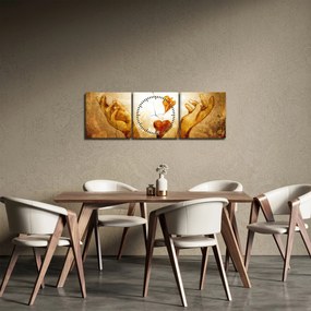 Obraz - Maľba rúk plných lásky (s hodinami) (90x30 cm)