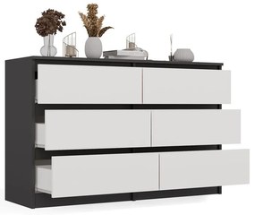 Komoda Musecalo 6 120 (antracit + biela). Akcia -21%. Vlastná spoľahlivá doprava až k Vám domov. 1132807