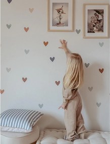 Samolepka do detskej izby sada srdca cappuccino modrá 6,5 cm