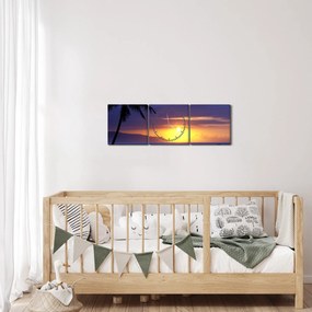 Obraz západu slnka nad morom (s hodinami) (90x30 cm)