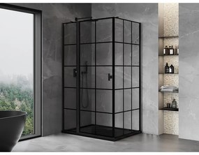 Mexen Mist T, sprchový kút s krídlovými dverami, ľavý, 75 x 85 cm, 8mm číre sklo, čierny profil, 8A4T-085-075-70-77-L