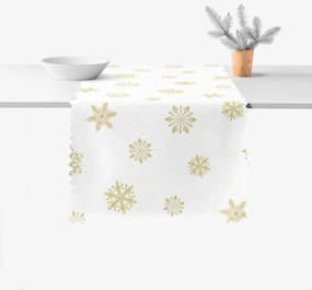 Goldea vianočný behúň na stôl teflónový - zlaté snehové vločky 35x120 cm