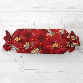 Biante Vankúš valec bonbon Sandra SA-714 Vianočné cezmíny na červenom 15x100 cm