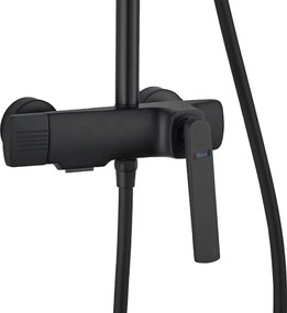 Rea Rebel, sprchový-vaňový set s dažďovou a ručnou sprchovou hlavicou, čierna matná, REA-P2416