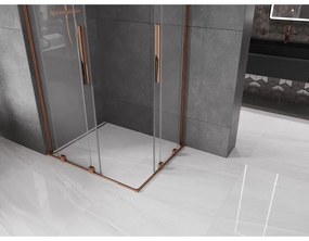 Mexen Velar L Duo, sprchový kút s posuvnými dverami 100 x 90 cm, 8mm číre sklo, ružové zlato, 871-100-090-02-03-60