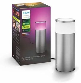 PHILIPS HUE Vonkajší LED stĺpik HUE CALLA, 8W, teplá biela-studená biela, okrúhly, chrómovaný, IP44