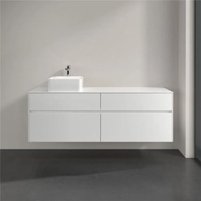 VILLEROY &amp; BOCH Collaro závesná skrinka pod umývadlo na dosku (umývadlo vľavo), 4 zásuvky, 1600 x 500 x 548 mm, Glossy White, C05000DH