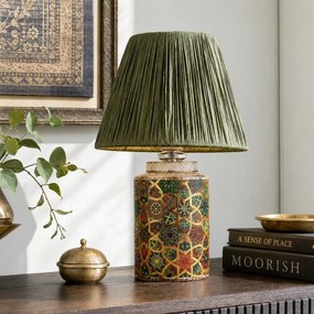 Zelená stolová lampa s tienidlom z papierového výpletu (výška 38 cm) Alev – Opviq lights