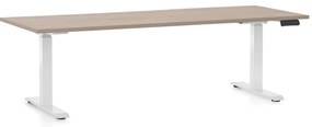 Výškovo nastaviteľný stôl OfficeTech D, 200 x 80 cm, biela podnož, dub