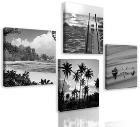 Set obrazov čiernobiele spomienky na letnú dovolenku