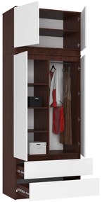 Šatníková skriňa s nadstavcom Star 90 cm wenge/biela