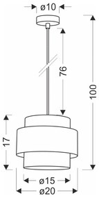 Závesné svietidlo s textilným tienidlom v čierno-prírodnej farbe ø 20 cm Twin – Candellux Lighting